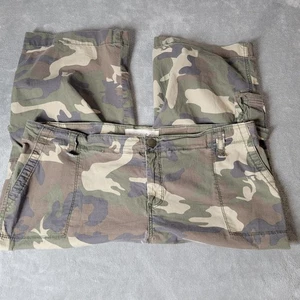 Moda Bug Mujer Pantalones 18W Plus Capri Carga Verde Camuflaje Cremallera Mosca Cómodos - Imagen 1 de 8