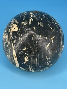 Vintage Rubber Dark Gray Ivory Marbled Duckpin Bowling Ball - Damage - Picture 1 of 3