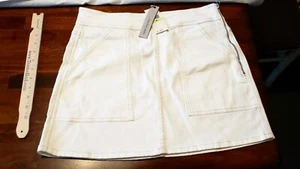 CALVIN KLEIN LADIES SIZE 30 WHITE WASH DENIM JEANS SIDE ZIP SKIRT NWT - Picture 1 of 3