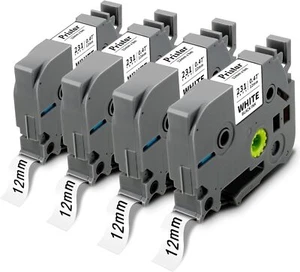 4Pk TZ-231 TZe-231 TZe Tz Tape 12mm 0.47 Laminated White Brother P Touch PTD210 - Picture 1 of 9