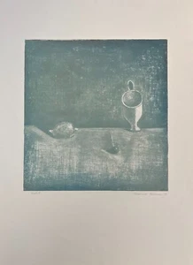 Vladimir German, "Stillleben mit Zitrone", 1984, blau, radiert, handsigniert, BAT - Bild 1 von 2