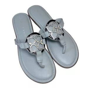 Kelly & Katie Leather Pastel Blue Blue Flat Thong Sandals 6 - Picture 1 of 6