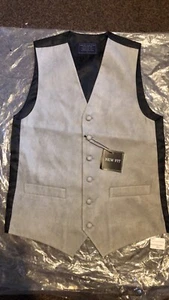 Lloyd Attree & Smith Waistcoat BNWT Grey Velvet Suede Texture Black Back 32”-34”