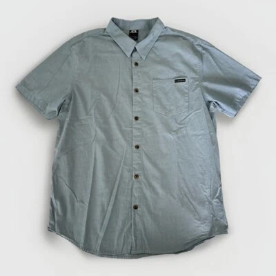 Camisa Oakley Para Hombre Talla XL Calce Regular Azul Gris Manga Corta Camisa Con Botones Foto 1 de 4