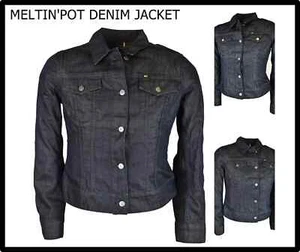 Giubbotto jeans donna meltin pot Giacca Denim Jacket Giubbino Nero Corto Cotone - Picture 1 of 8