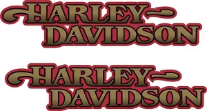 Fits Harley Davidson Fuel Gas Tank Decals Stickers 2" x 8.5" - Gold & Red 2 pcs - Bild 1 von 1
