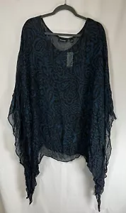 Copricostume donna Avenue 30/32 trasparente asimmetrico blu nero nuovo con etichetta - Foto 1 di 6