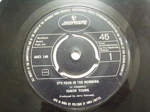 FARON YOUNG four in morning/miles RARE SINGLE 7" 45 INDIA INDIAN VG - Picture 1 of 2