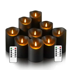Flameless LED Candles Set of 9 with Remote Black Realistic Plastic Candles - Picture 1 of 6