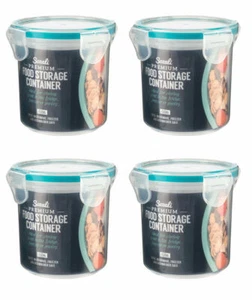 4 x Premium 450ml Round Food Storage Container Clip Lock Lock Kitchen Food Handy - Picture 1 of 1