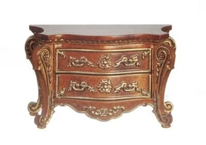 Puppenhaus Bombe Serviertisch Kommode Walnuss & Gold JBM Miniatur Möbel - Bild 1 von 8