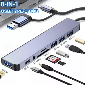 Hub USB Tipo 8 in 1 Adattatore Velocità Veloce Multi USB Sdoppiatore per Laptop Macbook PC - Foto 1 di 11