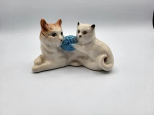 Vintage MCM white Orange Tabby Cat With Kitten Yarn - Foto 1 di 5