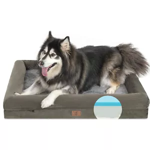 S/M/L/XL/XXL Gel Memory Foam Dark Green Dog Bed -Removable Cover & 4Side Bolster - Picture 1 of 22