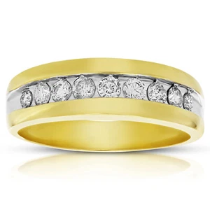 0.80 ct Diamond Wedding Band for Women Comfort Fit 14K Yellow Gold Round Channel - Picture 1 of 8