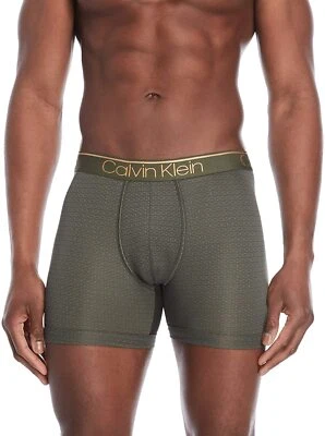 Calvin Klein Men Microfiber Boxer Brief Short - Olive Green / Gold - Small - NWT - Image 1 of 2