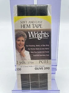 Wrights Soft & Easy Hem Tape 1/2 Inches X 3 Yds - New Olive - Picture 1 of 1