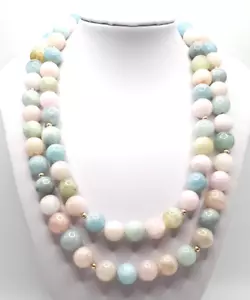 New 33" Genuine Natural Multi Color Beryl & 14KYG Bead Endless Necklace - Picture 1 of 6