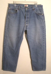 faded blue cotton denim 501 jeans by Levi’s size 36 x 28 - Picture 1 of 2