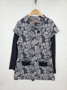 Joe Browns A Line Tunic Dress Size UK 18 Lagenlook Cowl Collar Floral Pockets - Picture 1 of 12