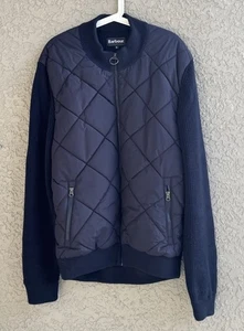 Barbour Men’s Newland Quilted Puff Diamond Zip Knitted Black Jacket Size XL - Picture 1 of 10