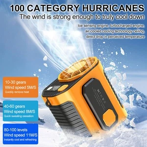 Portable Waist Clip on Fan Hanging Cooling Fan USB Rechargeable Power Bank Fan - Picture 1 of 17