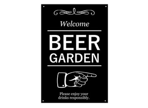Biergarten This Way Schild (RECHTS) - schwarz ACM, weißer Druck, 19,5 x 29 cm - Bild 1 von 2