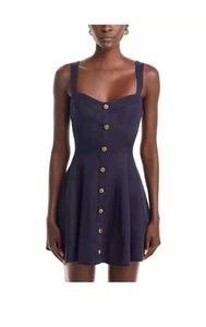 Aqua x Liat Baruch dunkelblaues Minikleid mit Knopfleiste - exklusiv Größe L - Bild 1 von 8