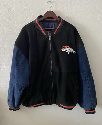 Chaqueta universitaria de cuero vintage de los Denver Broncos NFL 2XL Foto 1 de 4