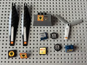 LEGO Agents Printed Parts Lot Slopes Tiles Brick Rotor Flame Skull 11pcs