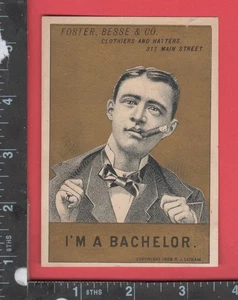 E880 Foster Besse Kleidung 317 Main St Bridgeport trd Karte CT Junggeselle Mann Zigarre - Bild 1 von 2