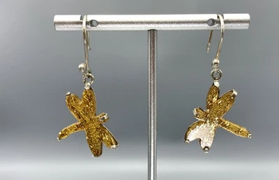 Sterling Silver, Lucite Dragonfly Drop Earrings - Image 1 of 4