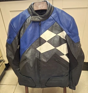 Simply Devilish Diablo Black/Blue/White Leather Motorcycle Jacket Spine Armour - Picture 1 of 10