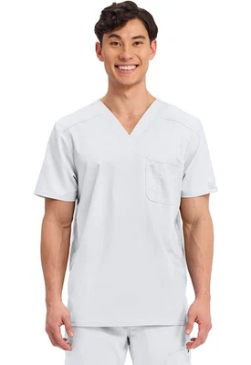 Scrubs Cherokee Workwear Men V Neck Top WW690 WHT White Free Shipping - Image 1 of 4