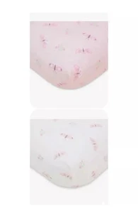 2 pcs Nursery Crib Baby Cot Sheet Set Pink white Butterflies Fitted Sheet Set - Picture 1 of 5
