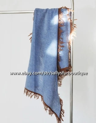 Sallys Boutique Mongolian Knitted Cashmere Oblong Scarf Shawl Tassels 180 * 45cm - Image 1 of 4
