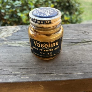 Vintage Vaseline White Petroleum Jelly Jar Blue Lid Glass Jar 1 3/4 oz Empty - Picture 1 of 8