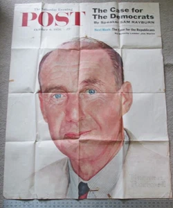 LARGE 1956 Saturday Evening Post Cover Poster Adlai Stevenson by Norman Rockwell - Picture 1 of 4