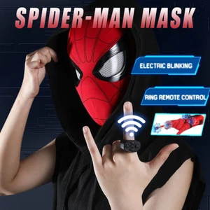 Spiderman Full Face Mask with Moving Eyes Chin Headgear Halloween Hero Cosplay - Picture 1 of 20
