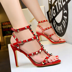 2022 new Ankle strap fashion sandals studded stiletto high heels women's shoes 