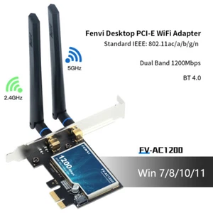 Dual Band Desktop PCIe WiFi Card 5G/2.4G Wireless Network WiFi Bluetooth Adapter - Picture 1 of 7