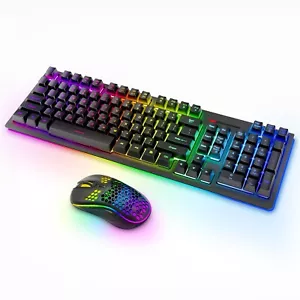 Rechargeable Wireless Keyboard and Mouse Gaming Combo Set RGB Backlit Light up - Picture 1 of 6