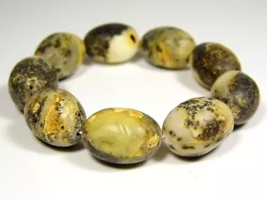 Bracciale Ambra Baltica 6,2" Perline Ovali Naturali Non Lucidate Ovali Opache 4761 - Foto 1 di 11
