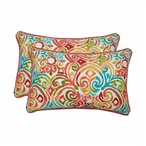 Outdoor/Indoor Pillows, 2 Count Lumbar - 11.5" x 18.5" Blue Corinthian Dapple - Picture 1 of 6