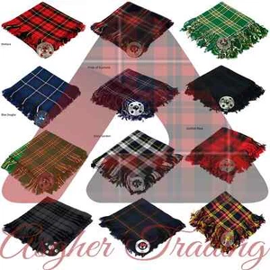 Scottish Traditional Tartan Kilt FLY PLAID & Brooch -Fly plaid Size (48 X 48) - Bild 1 von 62
