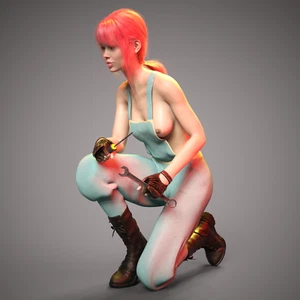 Frau "Sexy Mechanikerin #6"  - ca.7,5 cm  Maßstab 1:24 - unbemalt - Bild 1 von 5