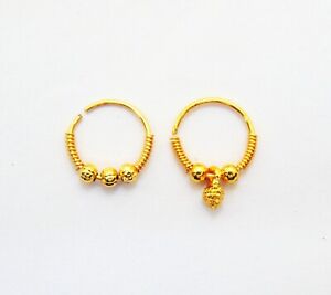 2Pc Nose Ear Piercing 22k Gold Plated Indian Designer Nose Ring Women's Jewelry