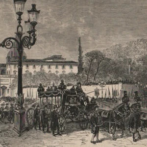 Rome - Funérailles de Victor-Emmanuel - Char funèbre - Gravure de presse 1878 - Imagen 1 de 2
