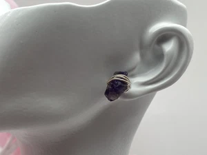 Vintage Sterling Silver 925 Earrings Amethyst Studs 3.01g - Picture 1 of 6