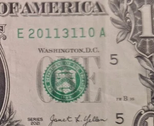 Fancy Serial Number $1 Bill Series 2021 ~20113110~ ((Escalera 0-1-2-3/4OAK)) - Imagen 1 de 3